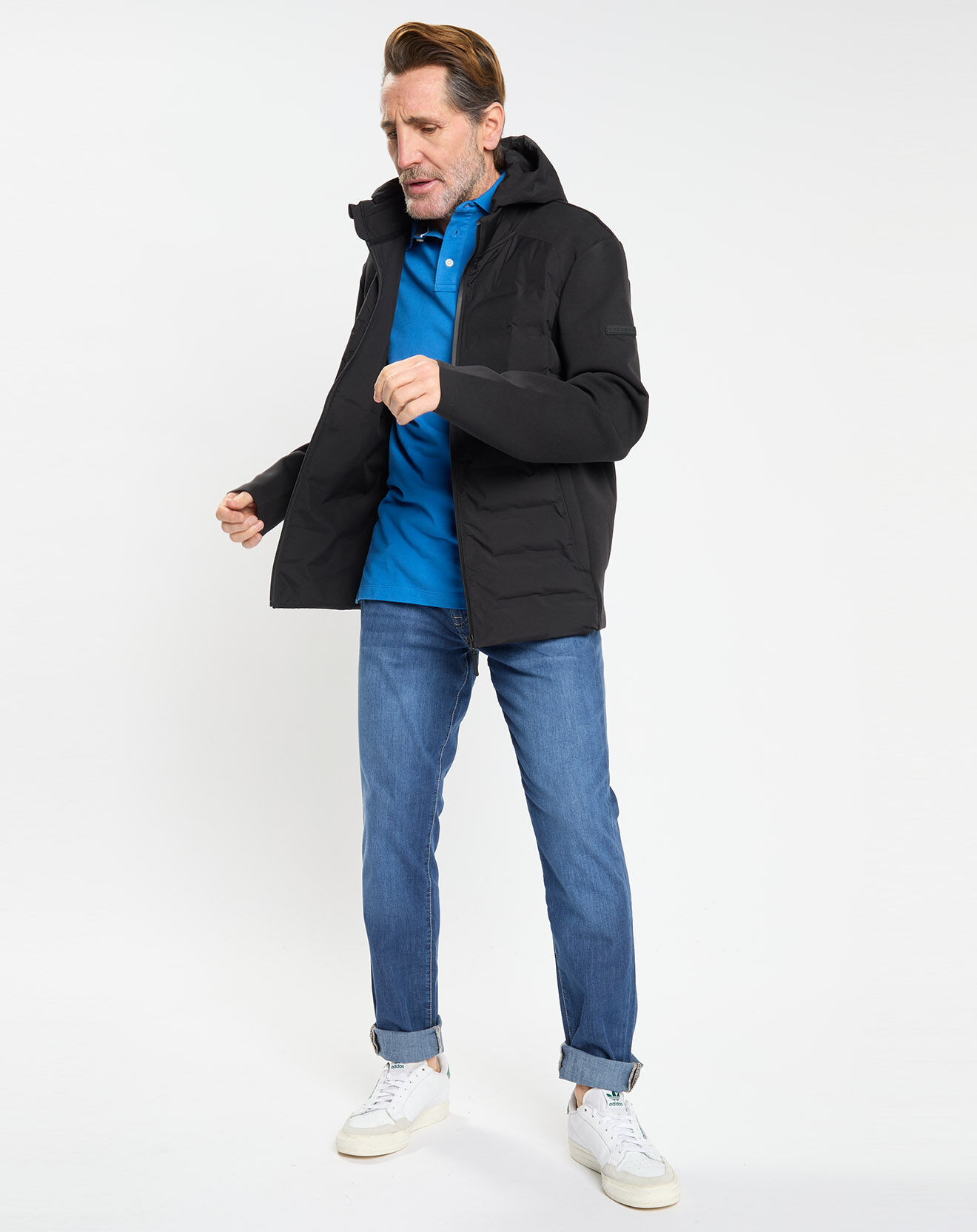 Hackett London Blouson Bimatière à capuche jersey noir