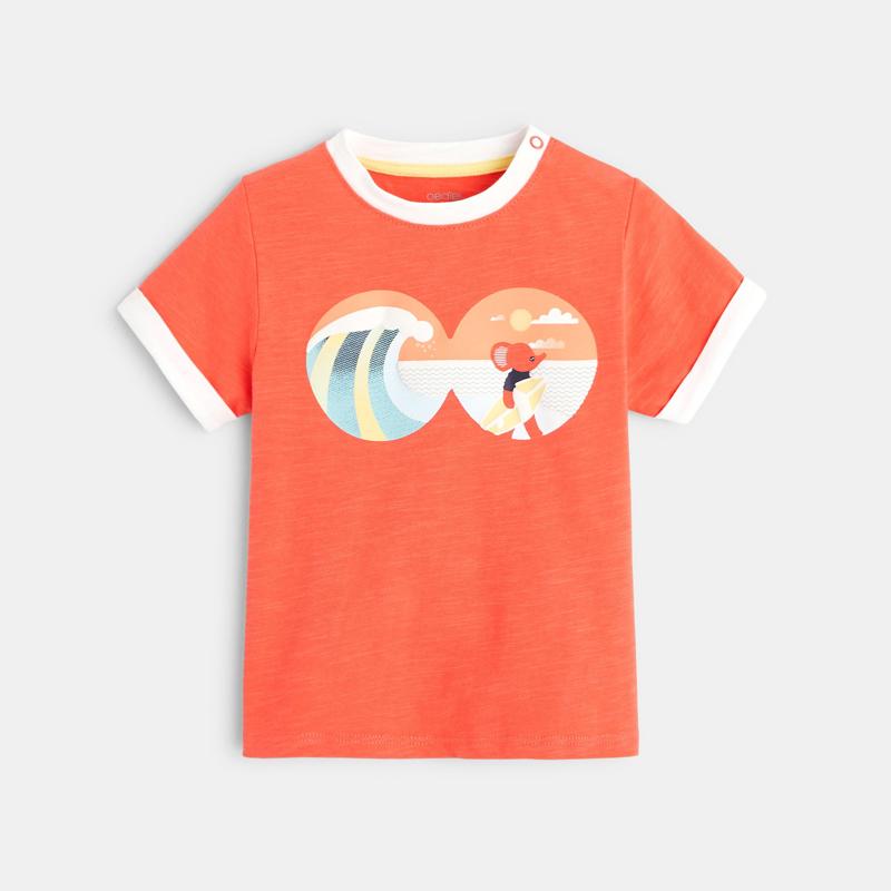 T-shirt éléphant surfer orange bébé garçon Orange