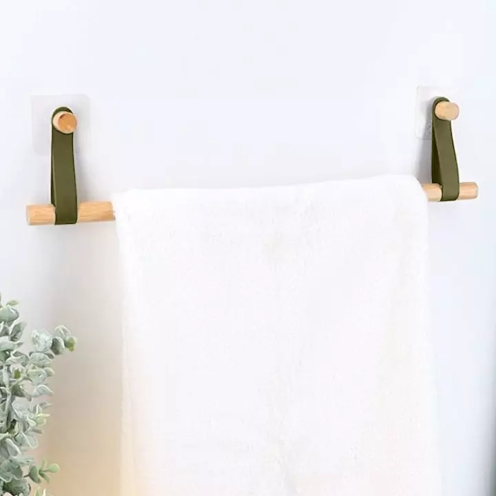 Porte serviette adhésif 1 barre (50 cm) Easy Chic Kaki