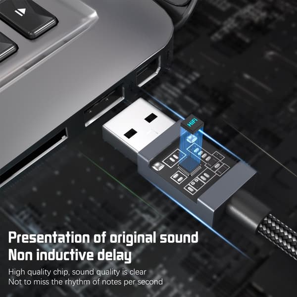 INF Overgangskabel for lyd, USB til 3,5 mm Grå