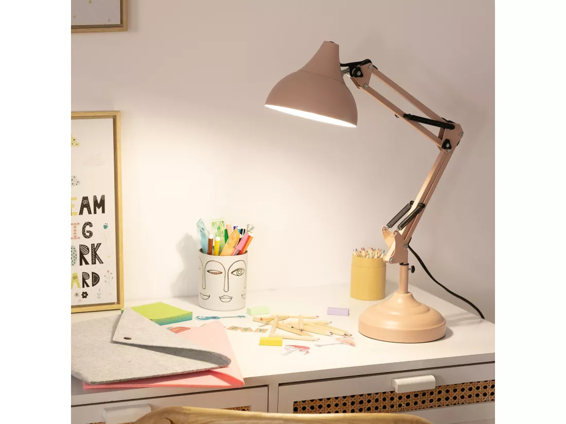 Lampe de Bureau Flex Métal Ceres Rose