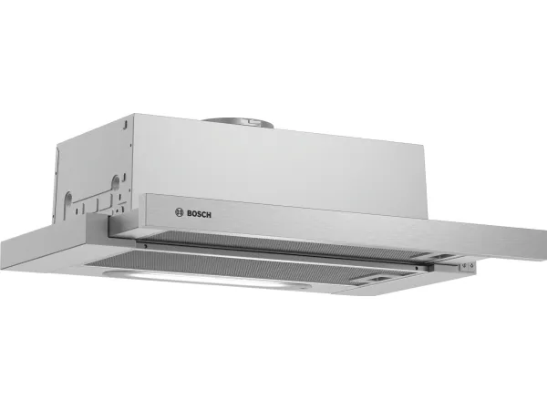 Bosch Hood DFT63AC50 Series 4 Telescopic, Energy efficiency class D, Width 60 cm, 368 m³/h, Mechanical, Silver, LED