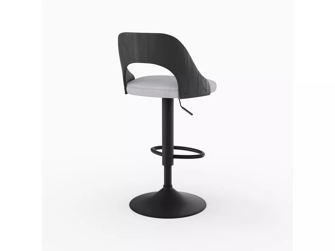 Lot de 2 chaises de bar réglables (63-85 cm) en tissu gris clair chiné - Emily