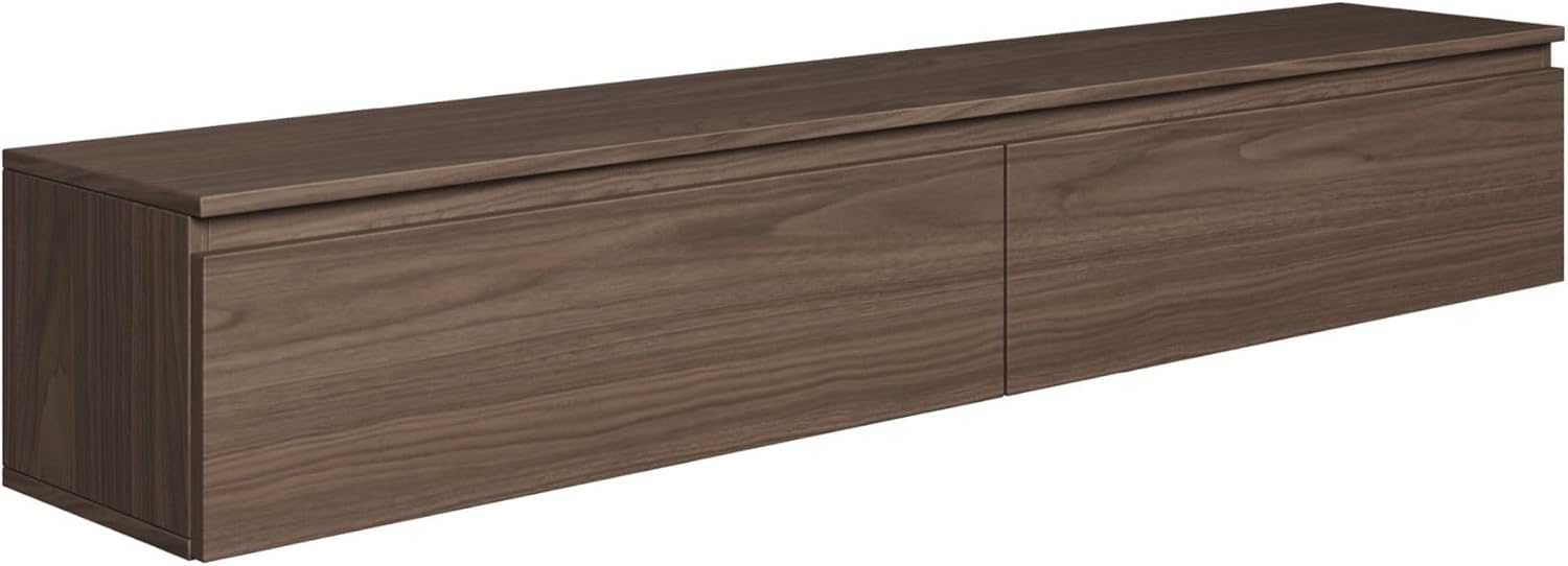 Selsey Hängeboard Bemmi 28,4x175x31,8 cm, Minimalistisches TV Lowboard, Wisconsin-Walnuss, Hochwertige Spanplatte mit ABS-Kanten, Zwei Klappenfächer,Melaminbeschichtet, Ideal fürs Wohnzimmer