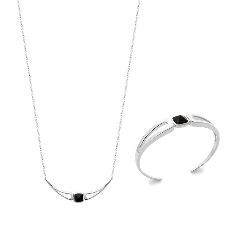 Collier Femme - Argent 925 - Agate - Longueur : 45 cm