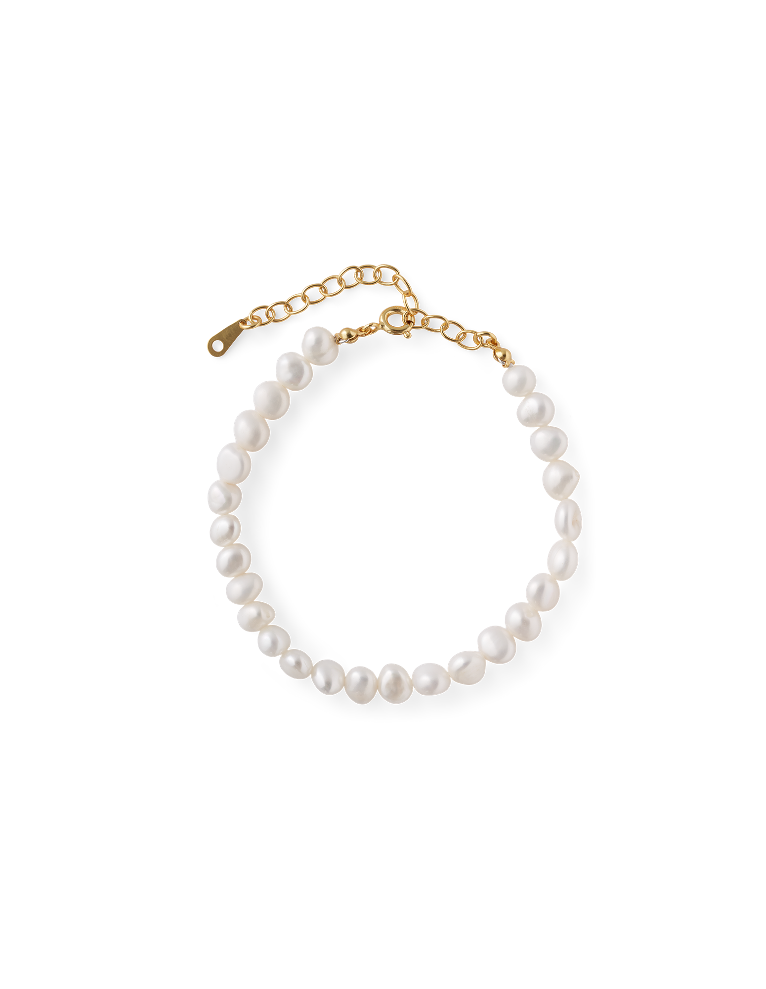 Timeless Pearl-armbånd | 925 sterling sølv/18k forgyldt/ferskvandsperler. 16,5-22,4 cm. 1 stk. | White | & Copenhagen