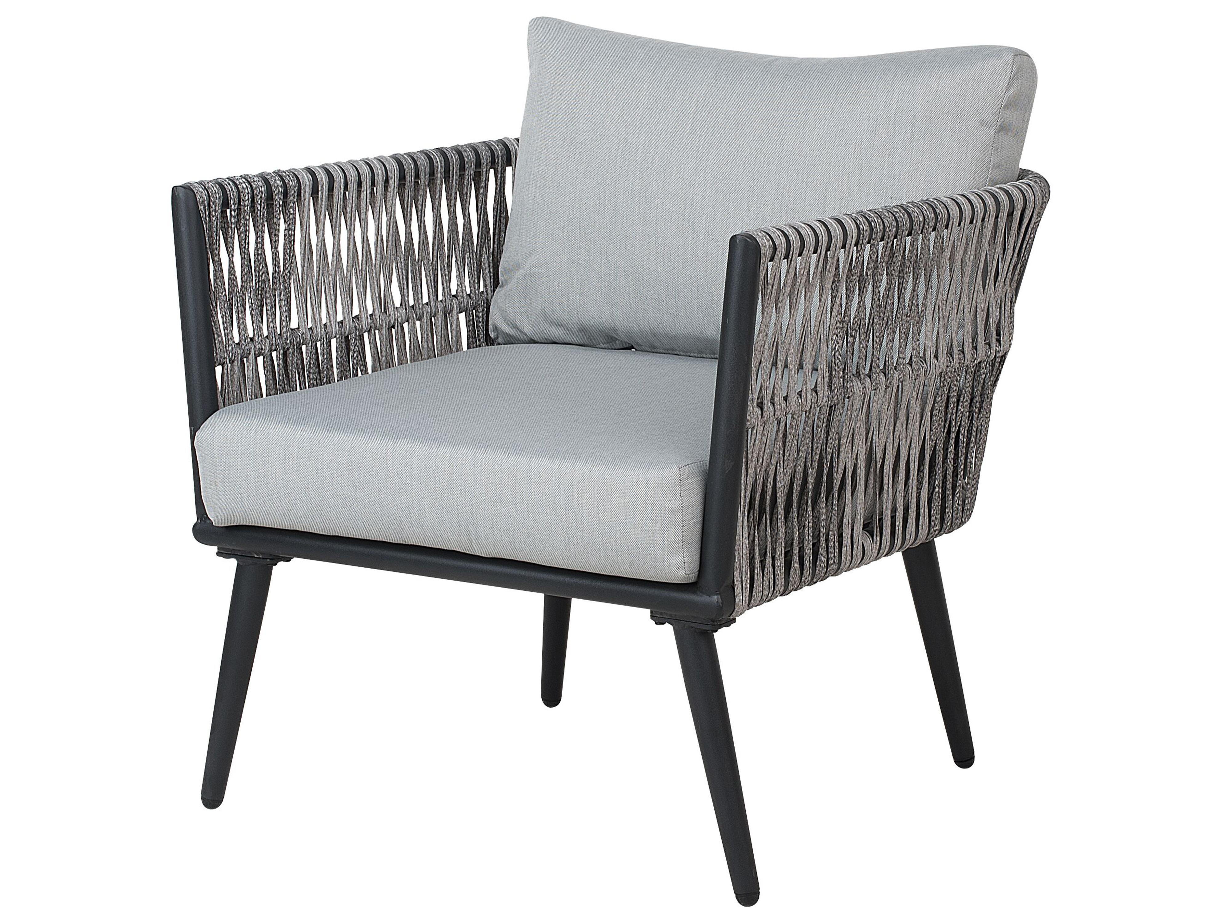 Loungeset met tafel 4-zits PREVEZA PE rotan Grijs