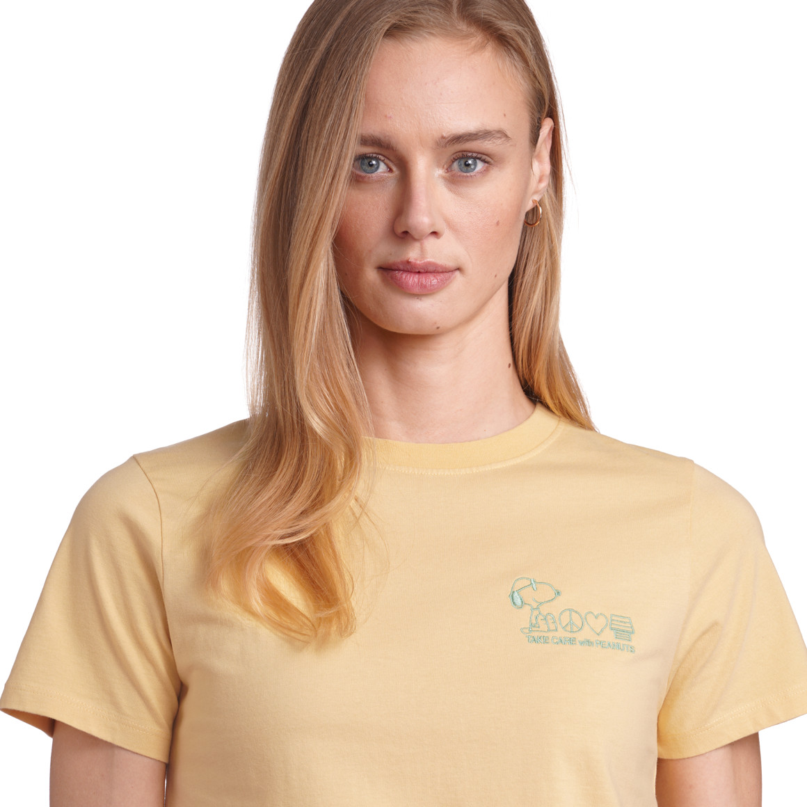 Jonas Nielsen Peanuts T-Shirt mit Stickerei hellgelb