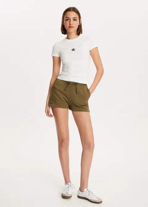 T-shirt met print ster wit (WIT)