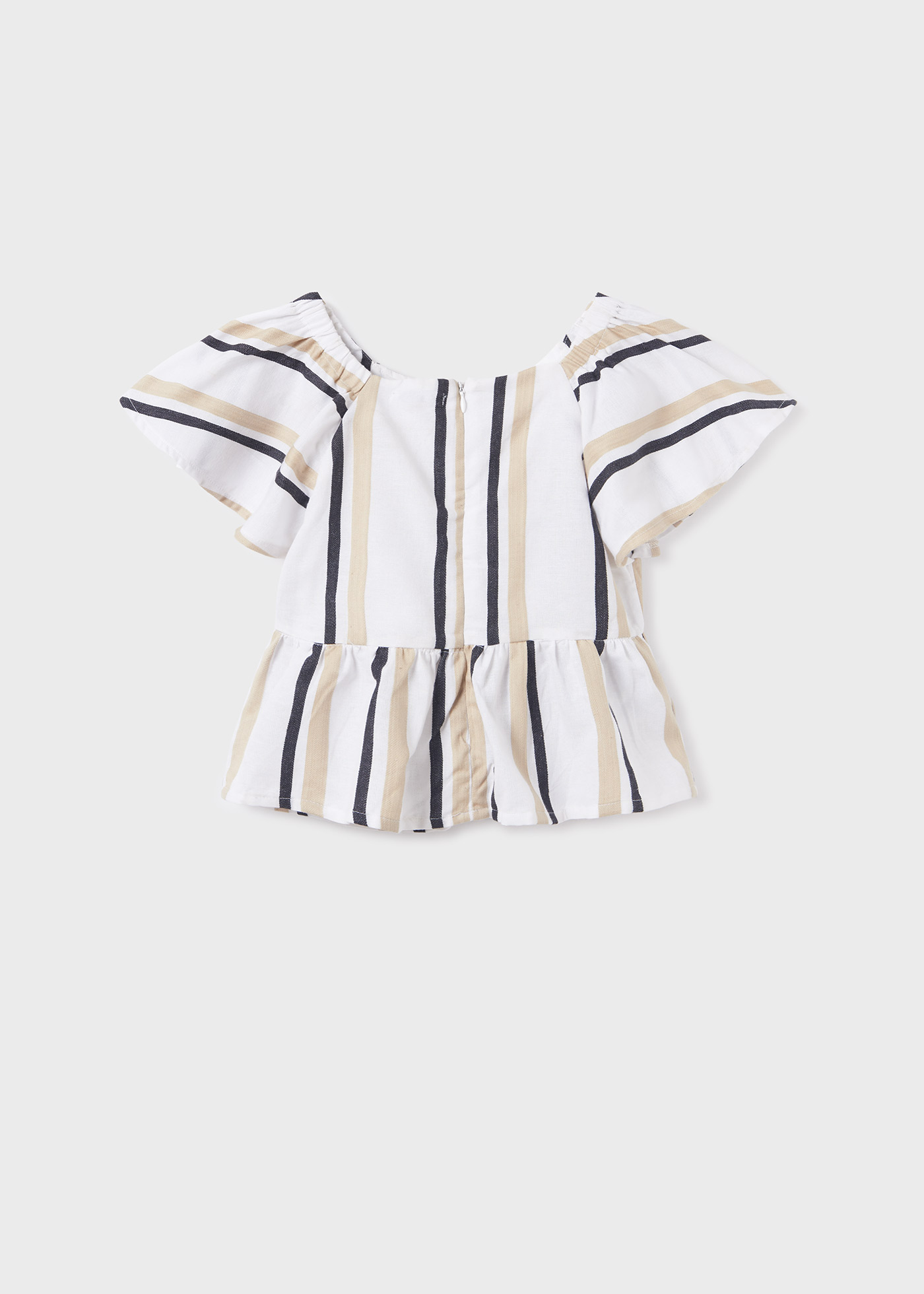 Blusa listrada de manga curta para meninas