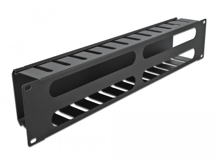 Delock Kabelführungspanel 2HE mit 4 Öffnungen , Schwarz Delock 19″ Kabelmanagement Rangierpanel mit 4 Öffnungen 2 HE schwarz