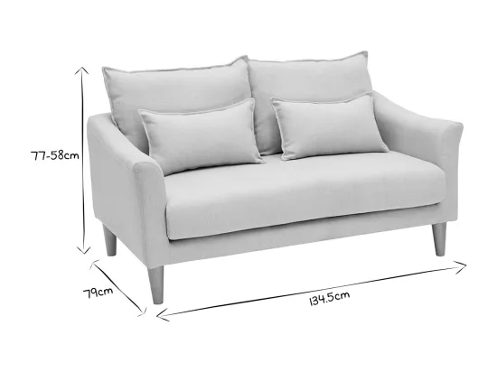 Canapé scandinave 2 places en tissu beige et bois clair KATE