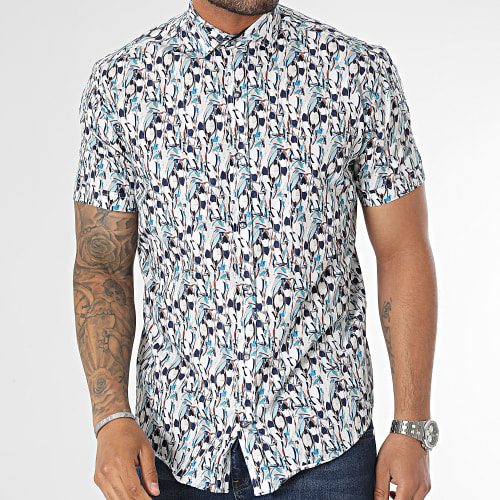 Chemise Manches Courtes Blanc Bleu Clair
