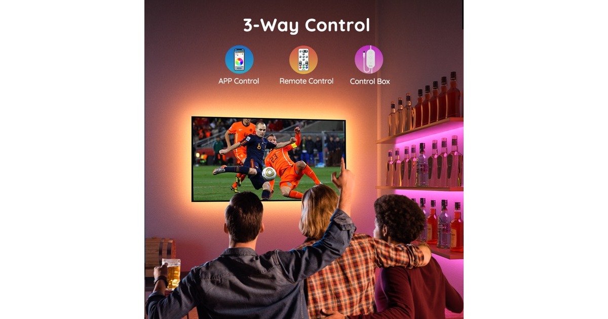 GoveeH6179 RGB Bluetooth LED Backlight sfeerverlichting  (3 meter, voor 46 - 60 inch tv's)