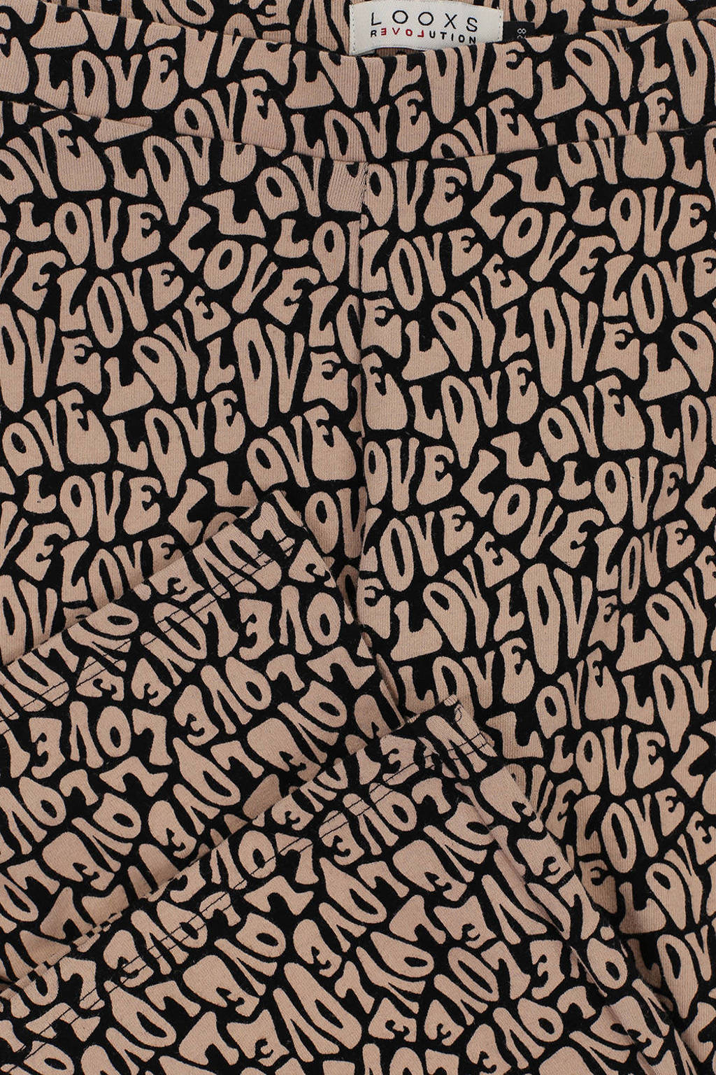 LOOXS flared broek met all over print zand/zwart