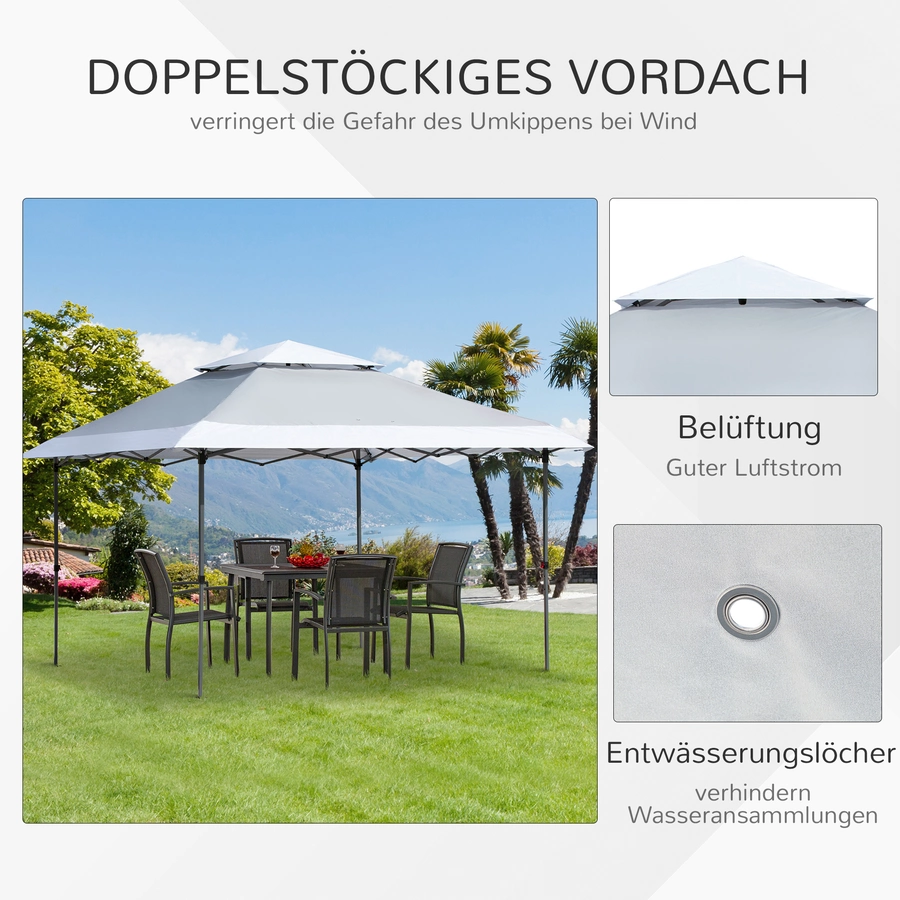 Outsunny Pop-Up-Pavillon zusammenfaltbar grau, weiß