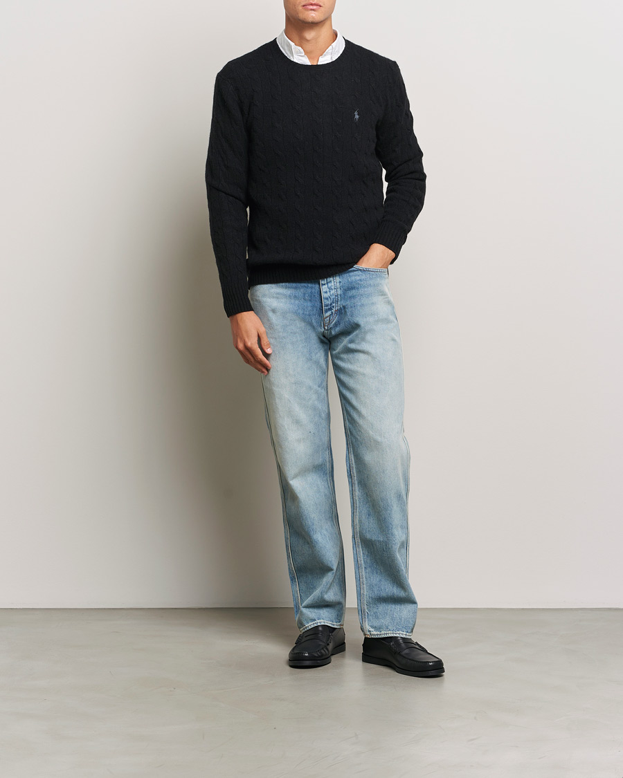 Polo Ralph Lauren Wool/Cashmere Cable Crew Neck Polo Black