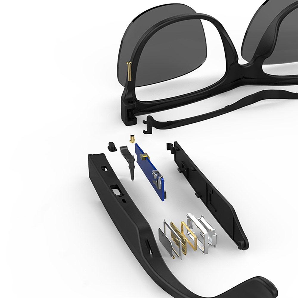 Lecoo (by Lenovo) - C8 Bluetooth 5.0 UV Sonnenbrille Sport Kopfhörer Headset Open-Ear Knochenschall Bone Conduction Luftleiter-Technologie - Schwarz