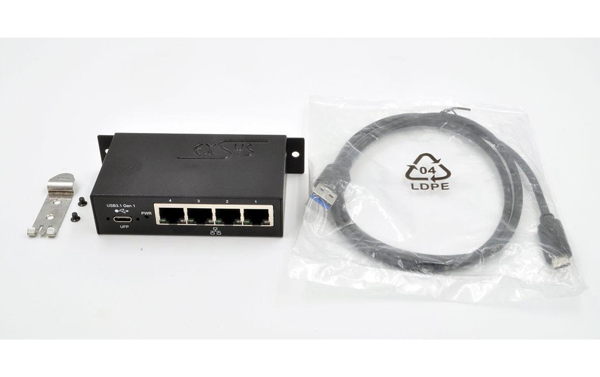 Netzwerk-Adapter EX-1330M USB-C - 4x RJ45 (Gbe)<br>USB 3.0/3.1 (Gen1) zu 4x Gigabit Ethernet Adapter
