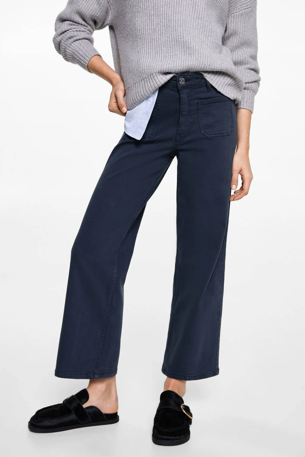 MANGO TEEN casual broek donkerblauw