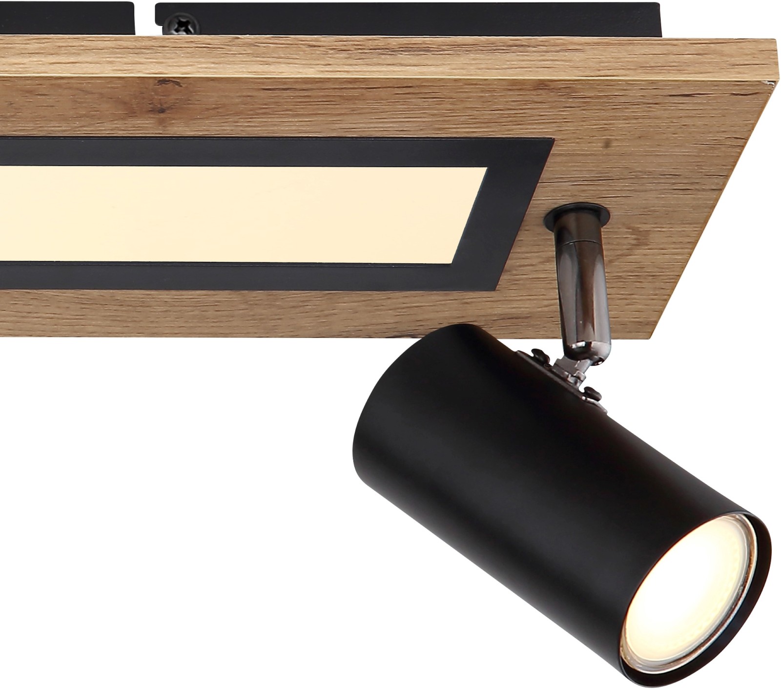 LED-Deckenleuchte - schwarz matt - Holzoptik