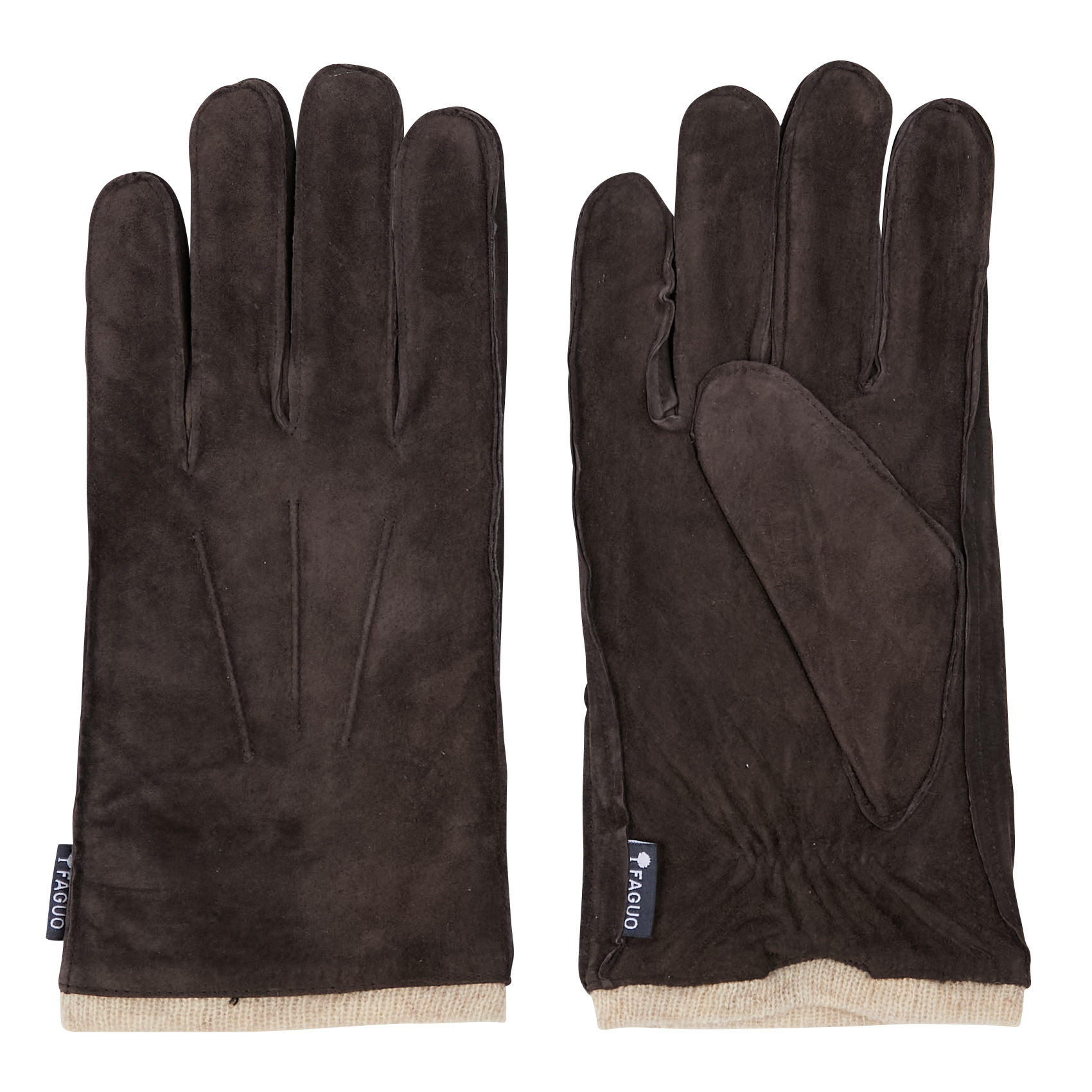 Gants en cuir velours | Marron