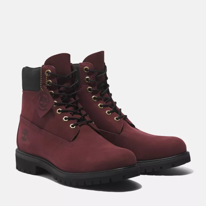 Bota Timberland Premium de 6 polegadas para homem na cor bordô