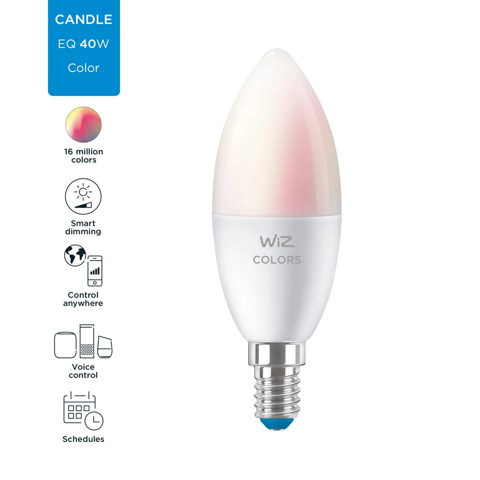 WiZ - C37 Lyspære E14 Farve og Justerbar Hvid - Smart Hjem