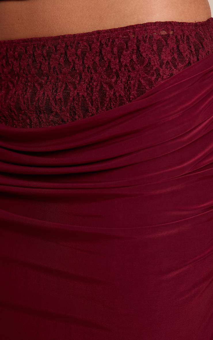 Prune Jupe Longue Drapée En Slinky Double Avec Sous-couche En Dentelle