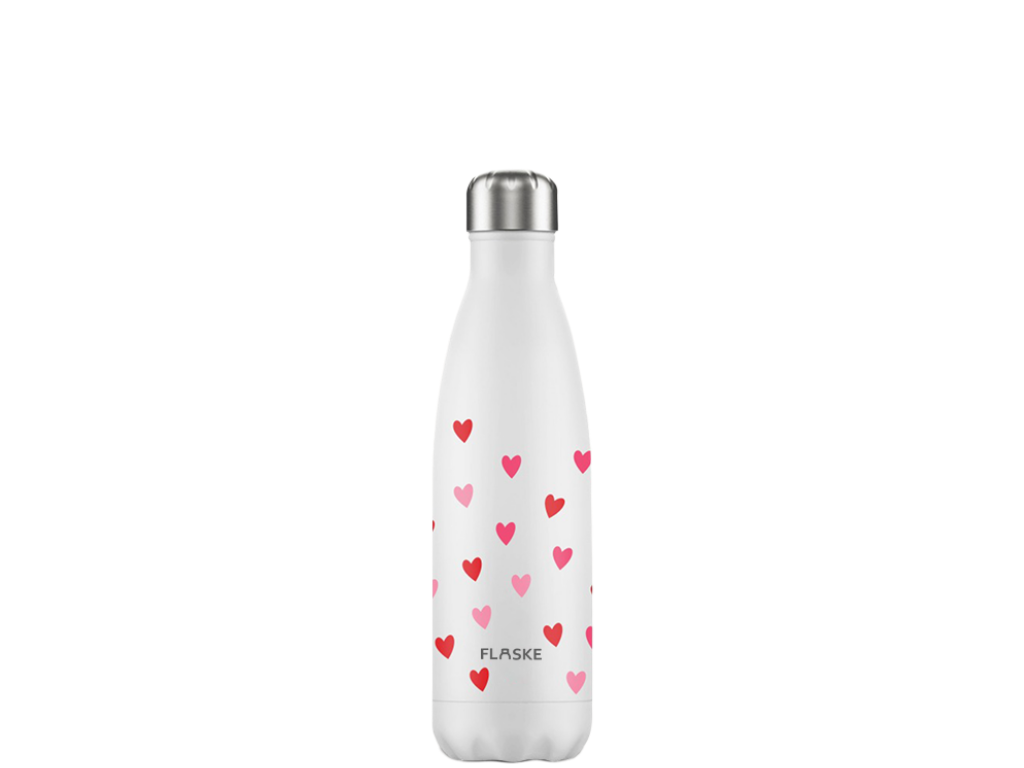 FLASKE 500 ml  RVS Drinkfles - Hearts