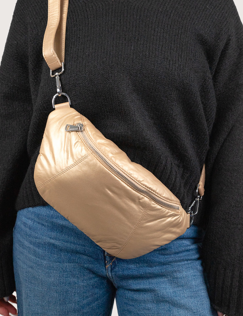 OAKWOOD SAC FEMME CUIR NIKKI METAL DORÉ CLAIR