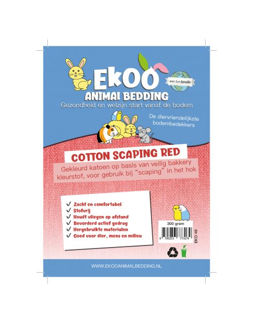 Ekoo Bedding Cotton Scaping Red - Kooi Accessoire - 300 g Rood