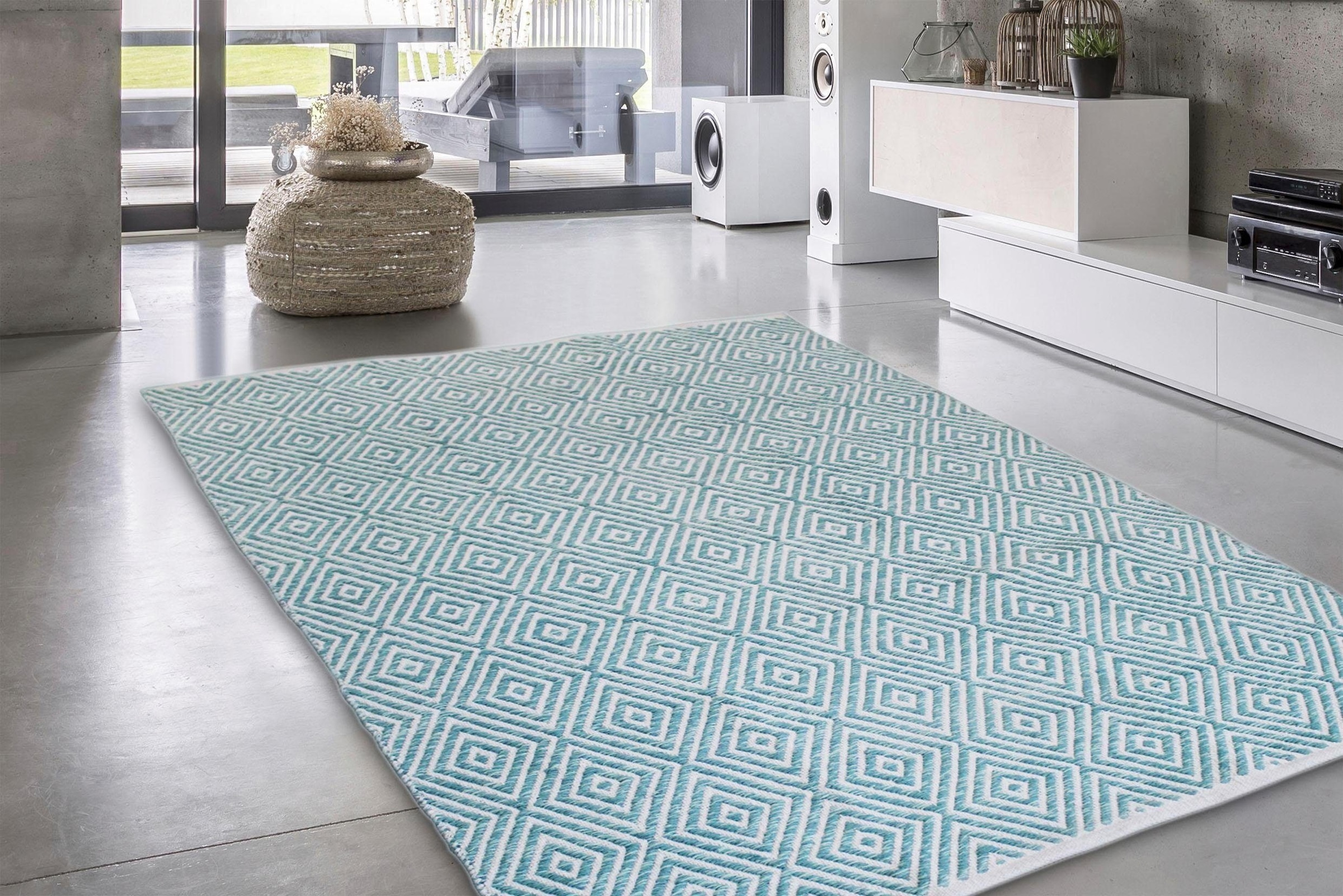 calo-deluxe Teppich »Luba 333« rechteckig 7 mm Höhe reine Baumwolle, Wohnzimmer