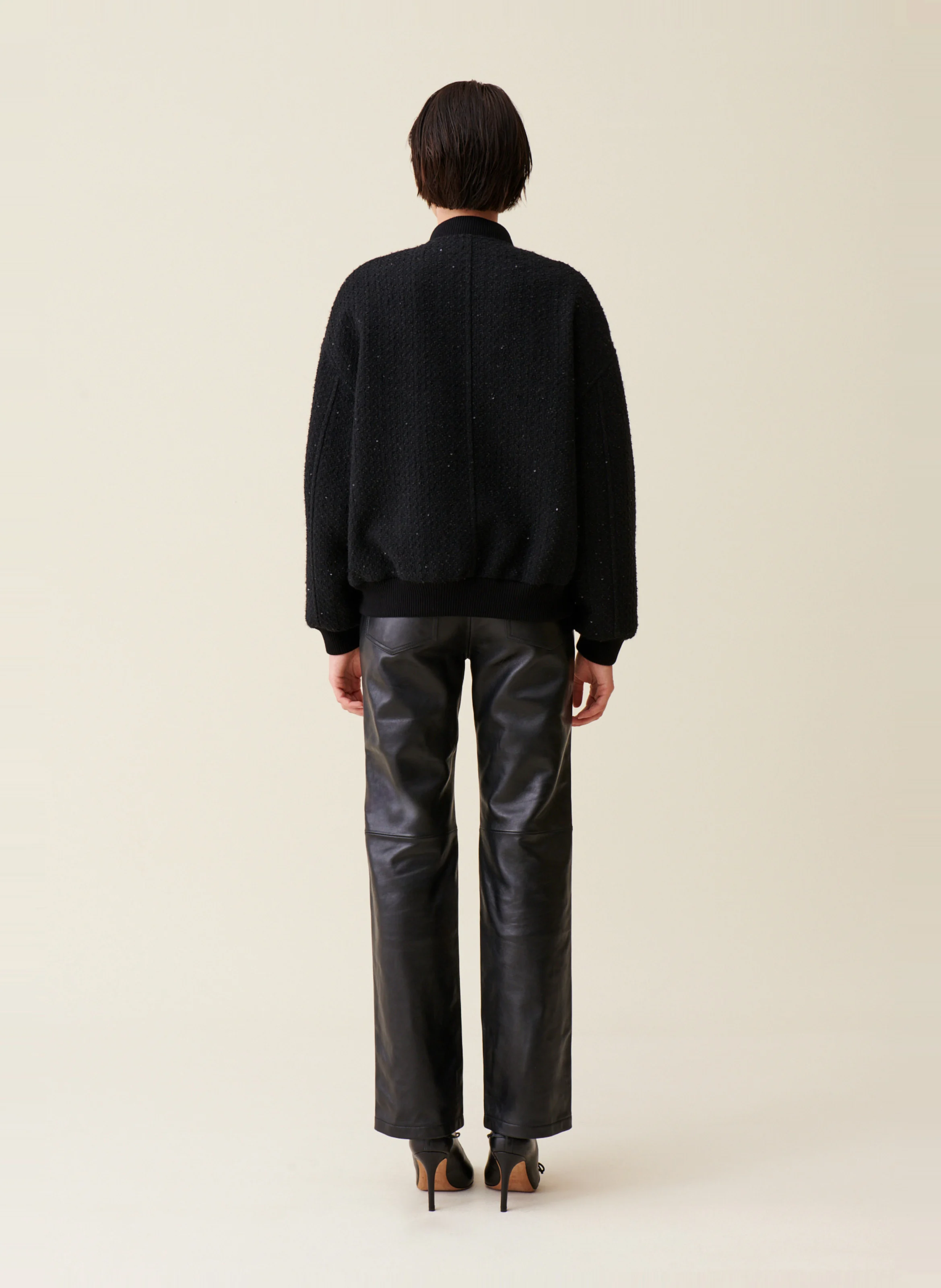 Veste ample en tweed | Noir