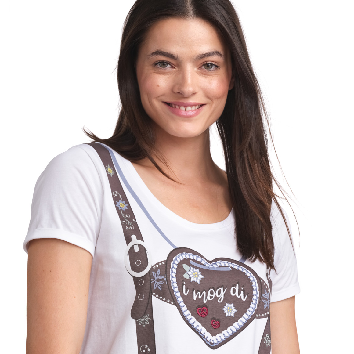 Gina Benotti Damen T-Shirt in Okotberfest-Optik weiss