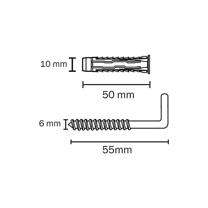 2 chevilles universelles Diall nylon CL HL Ø10x50mm