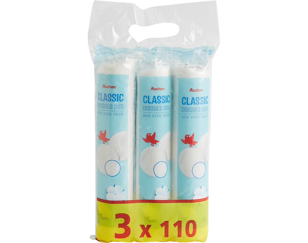 DISCOS DESMAQUILHANTES AUCHAN DUO CLÁSSICO 3X110UN