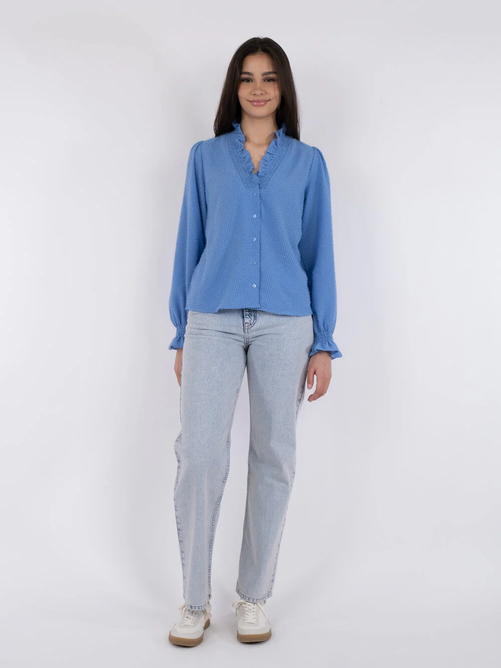 Neo Noir  Brielle Glitter bluse - Dusty Blue