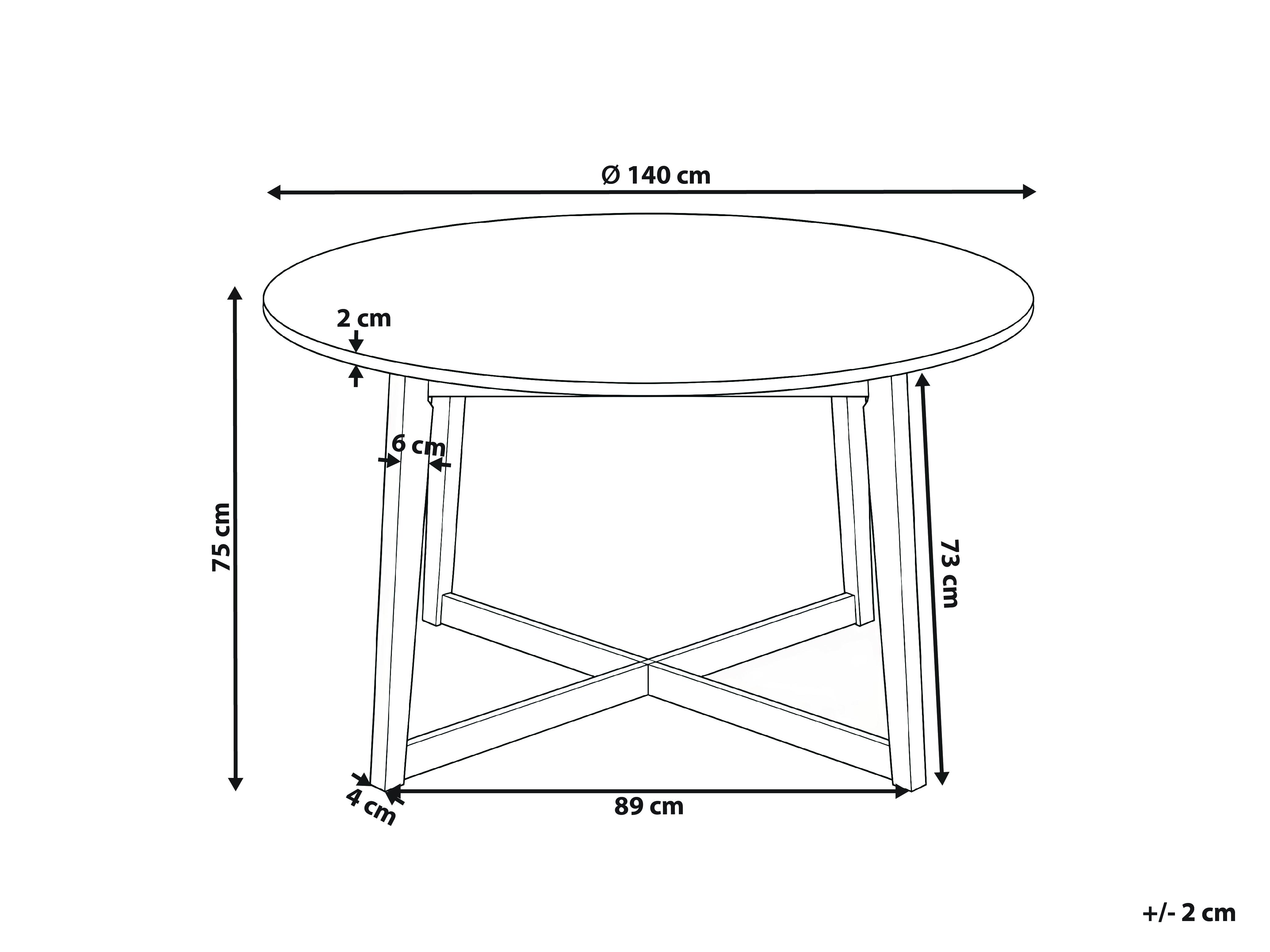 Eettafel WAIPORI Licht eikenhout 140 cm 140 cm