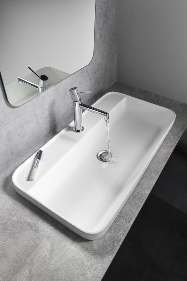Sapho Brahea waskom 75x40cm solid surface wit mat met kraangat