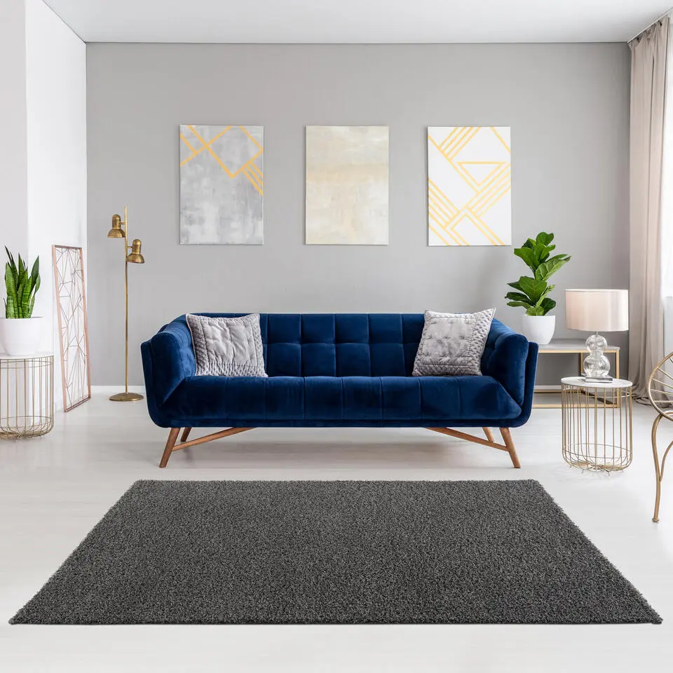 Loca Shaggy Vloerkleed Grijs Hoogpolig - 200x200 CM Vierkant