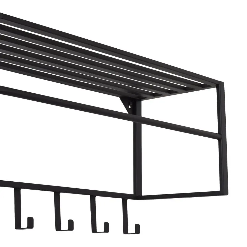 LOFT42 Kapstok Ary - Zwart – Metaal – 6 haken en Roede - 80x40x30