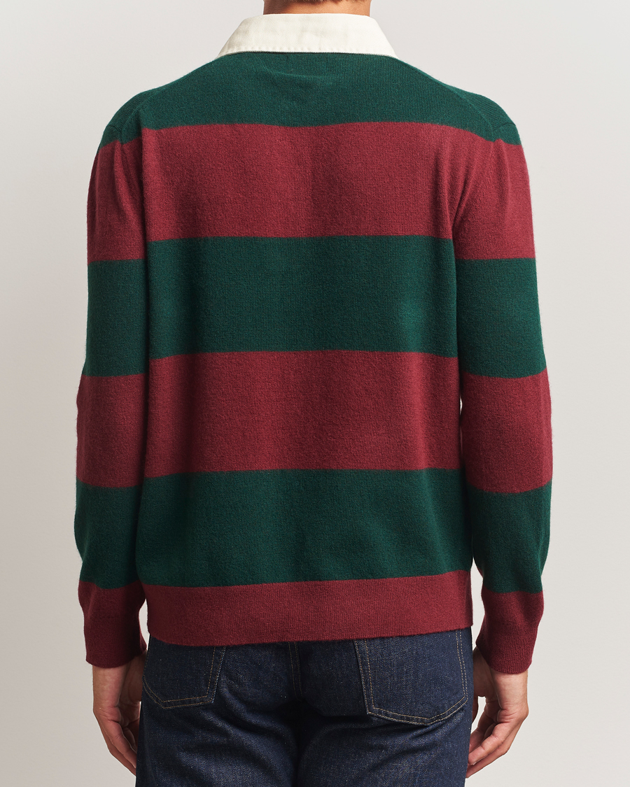 GANT Extra Fine Lambswool Striped Knitted Rugger Tartan Green
