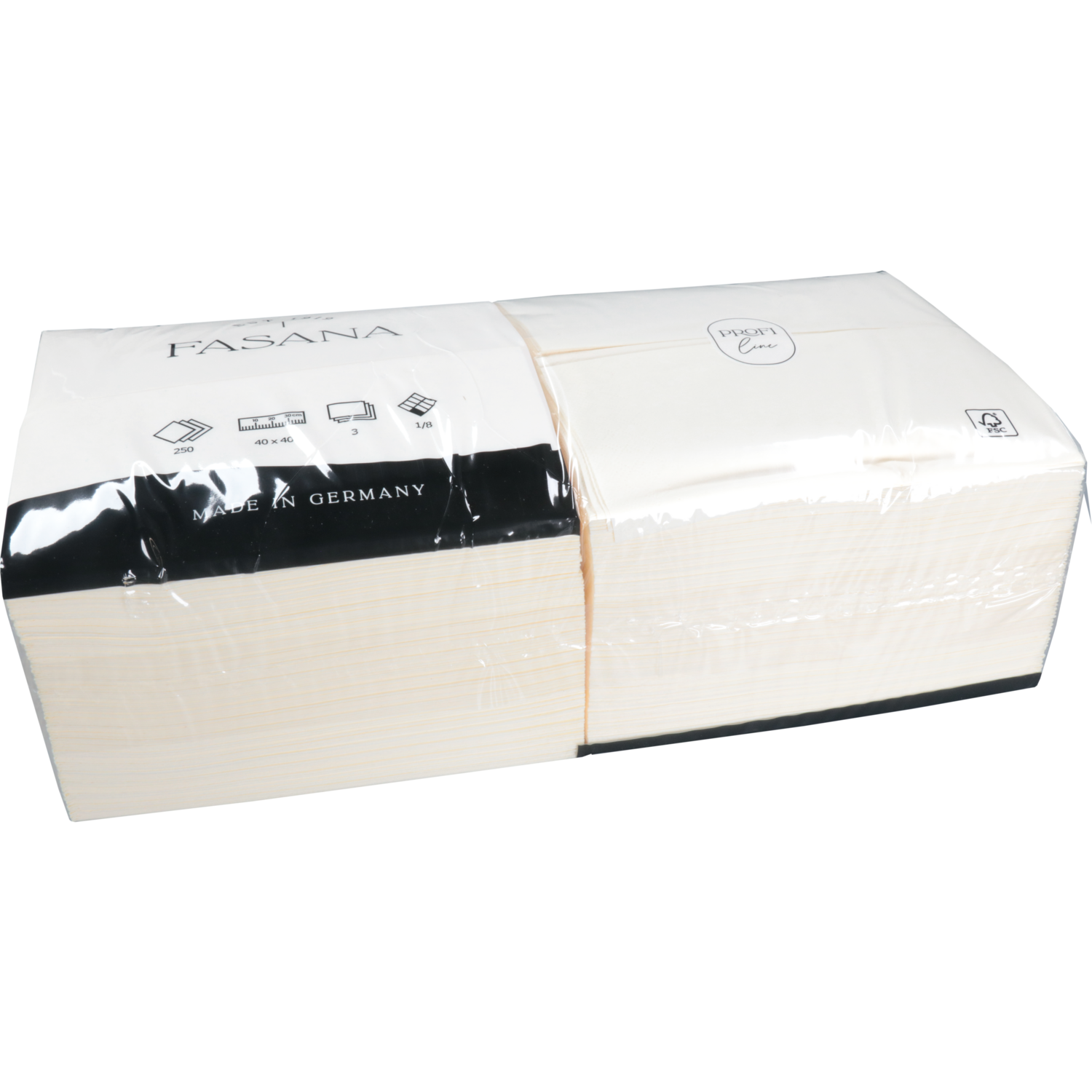 Servet, 1/8 kopvouw, 3-laags, 40x40cm, cellulose, crème