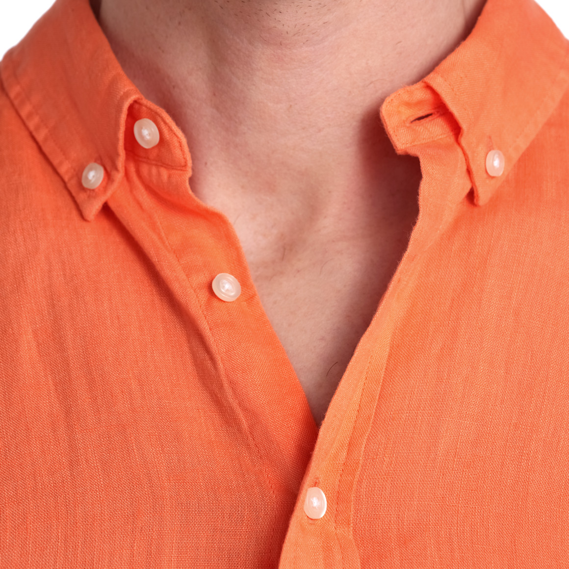 VanVaan Herren Leinen-Hemd mit Button-Down-Kragen orange