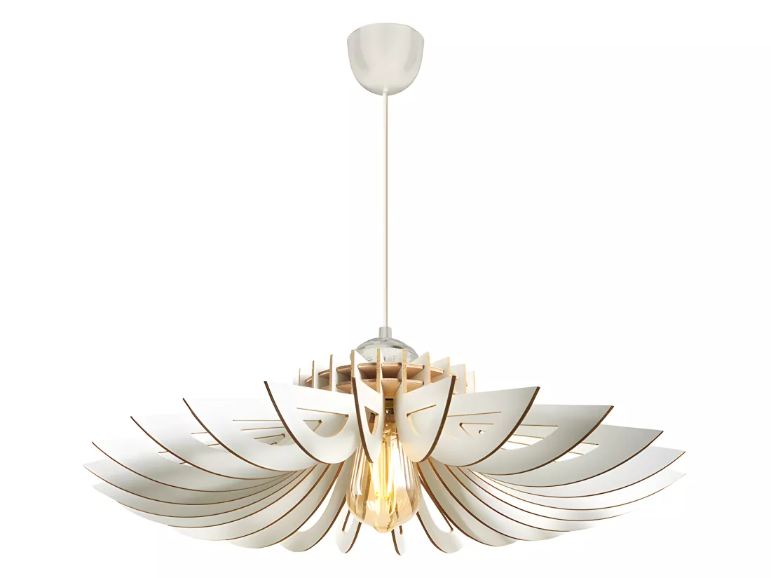 Suspension ajourée en MDF - D. 68 x H. 50 cm - Blanc - FARITA