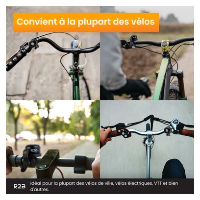 Sonnette R2B Compatible avec Apple AirTag Traceur GPS pour Vélo Noir