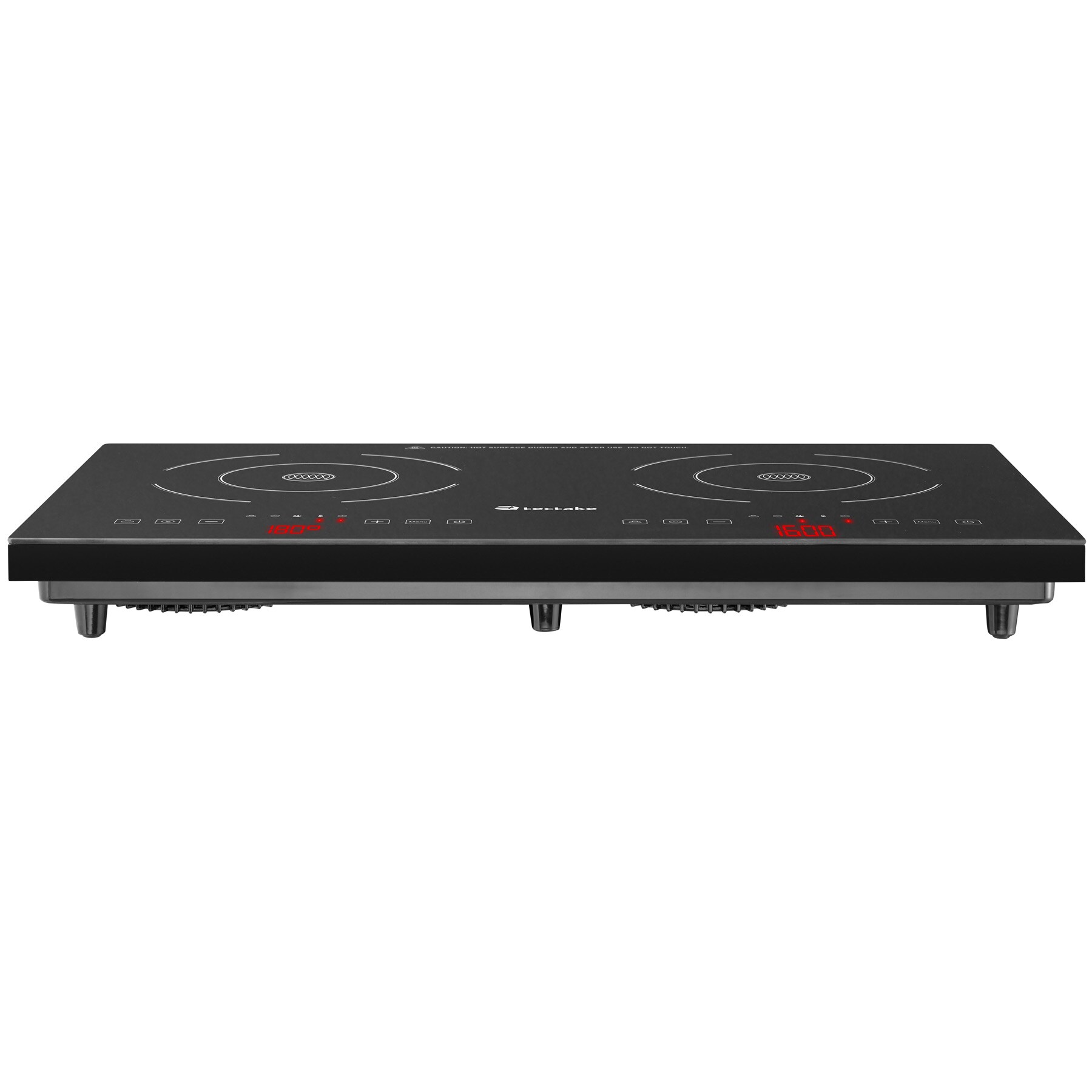 tectake® Induktionskochplatte, doppelt, 3500W, Touch-Display mit 10 Leistungs- und Temperaturstufen, 60 - 240° C, inklusive einstellbarer Tastensperre