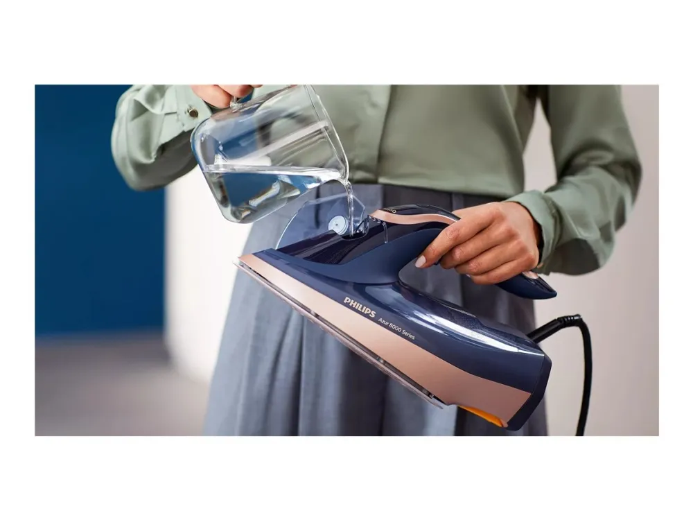 Philips Azur 8000 Series DST8050 - Dampstrygejern med automatisk afbrydelse - såleplade: SteamGlide Elite - 3000 W - mørkeblå