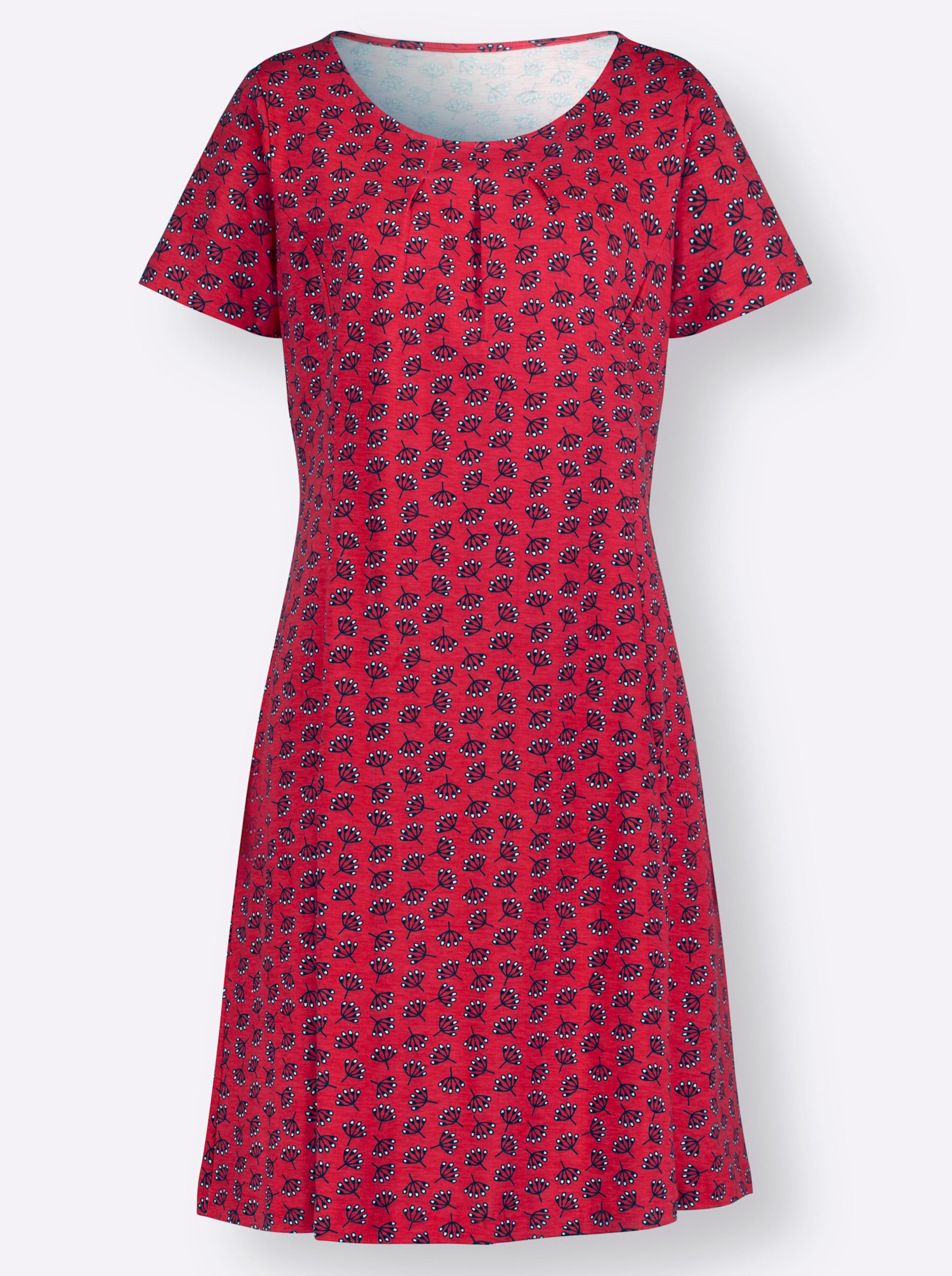 Jersey-Kleid in erdbeere-ecru-bedruckt